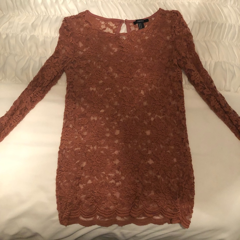 Forever 21 Burnt Orange Lace Top
